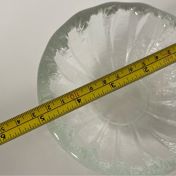 Recycled Glass Bowl Candy Dish 5” Clear Petal Style Flower Shape Heavy Trinket - Picture 13 of 15